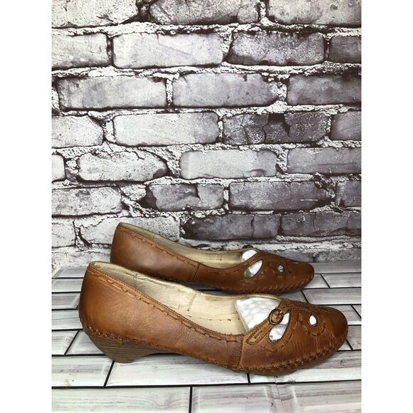 Pikolinos Brown Leather Cut Out Floral Pump Heel Shoes Women’s Sz 41EU/10.5M US - Picture 1 of 16